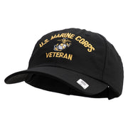 US Marine Corps Veteran Design Embroidered 6 Panel Unstructured Cotton Twill Cap Made in USA - Black OSFM
