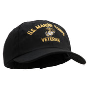 US Marine Corps Veteran Design Embroidered 6 Panel Unstructured Cotton Twill Cap Made in USA - Black OSFM