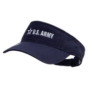 Licensed US Army Star Embroidered Pro Style Cotton Twill Washed Visor - Navy OSFM