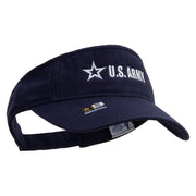 Licensed US Army Star Embroidered Pro Style Cotton Twill Washed Visor - Navy OSFM
