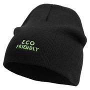 Eco Friendly Embroidered 8 Inch Short Beanie - Black OSFM