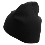 Eco Friendly Embroidered 8 Inch Short Beanie - Black OSFM