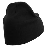 Eco Friendly Embroidered 8 Inch Short Beanie - Black OSFM