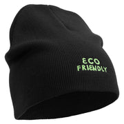 Eco Friendly Embroidered 8 Inch Short Beanie - Black OSFM