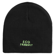 Eco Friendly Embroidered 8 Inch Short Beanie - Black OSFM