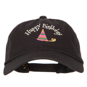 Glitter Happy Birthday with Hat Embroidered Unstructured Washed Cap