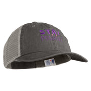 Stay Positive Embroidered Washed Twill Trucker Cap - Black Grey OSFM