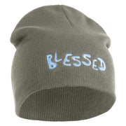 Blessed Wordmark Embroidered 8" Acrylic Short Blank Beanie - Grey OSFM