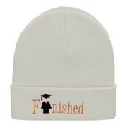 Finished Celebratory Phrase Embroidered Long Knitted Beanie