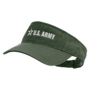 Licensed US Army Star Embroidered Pro Style Cotton Twill Washed Visor - Olive OSFM