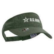 Licensed US Army Star Embroidered Pro Style Cotton Twill Washed Visor - Olive OSFM