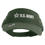 Licensed US Army Star Embroidered Pro Style Cotton Twill Washed Visor - Olive OSFM