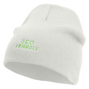 Eco Friendly Embroidered 8 Inch Short Beanie - White OSFM