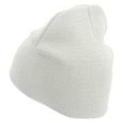 Eco Friendly Embroidered 8 Inch Short Beanie - White OSFM