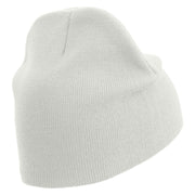 Eco Friendly Embroidered 8 Inch Short Beanie - White OSFM