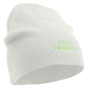 Eco Friendly Embroidered 8 Inch Short Beanie - White OSFM