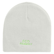 Eco Friendly Embroidered 8 Inch Short Beanie - White OSFM