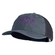 Stay Positive Embroidered Washed Twill Trucker Cap - Navy Navy OSFM