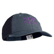 Stay Positive Embroidered Washed Twill Trucker Cap - Navy Navy OSFM