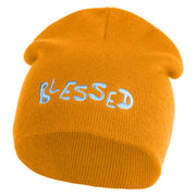 Blessed Wordmark Embroidered 8" Acrylic Short Blank Beanie - Gold OSFM