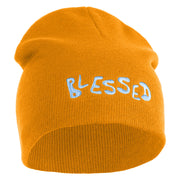 Blessed Wordmark Embroidered 8" Acrylic Short Blank Beanie - Gold OSFM