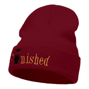 Finished Celebratory Phrase Embroidered Long Knitted Beanie