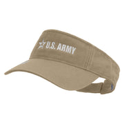 Licensed US Army Star Embroidered Pro Style Cotton Twill Washed Visor - Khaki OSFM