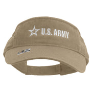 Licensed US Army Star Embroidered Pro Style Cotton Twill Washed Visor - Khaki OSFM