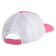 Stay Positive Embroidered Washed Twill Trucker Cap - Hot Pink White OSFM