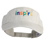 Inspire Wordmark Embroidered Cotton Twill Visor - Beige OSFM