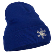 Glitter Snowflake Embroidered Knitted Long Beanie