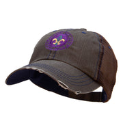 Mardi Gras Fleur De Lis Badge Embroidered Low Profile Cotton Mesh Cap