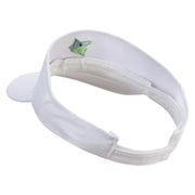 Green Fish Logo Embroidered Brushed Cotton Sun Visor - White OSFM