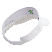 Green Fish Logo Embroidered Brushed Cotton Sun Visor - White OSFM