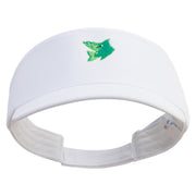 Green Fish Logo Embroidered Brushed Cotton Sun Visor - White OSFM