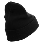 Licensed US Army Star Embroidered 12 Inch Long Knitted Beanie - Black OSFM