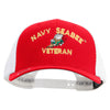 Licensed US Navy Seabee Veteran Embroidered Flexfit 2 Tone Mesh Cap - Red-White OSFM