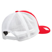 Licensed US Navy Seabee Veteran Embroidered Flexfit 2 Tone Mesh Cap - Red-White OSFM