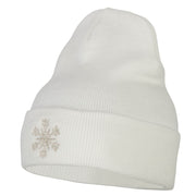 Glitter Snowflake Embroidered Knitted Long Beanie