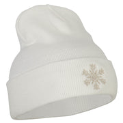 Glitter Snowflake Embroidered Knitted Long Beanie