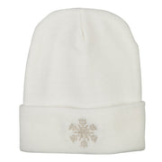 Glitter Snowflake Embroidered Knitted Long Beanie