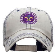 Mardi Gras Fleur De Lis Badge Embroidered Low Profile Cotton Mesh Cap