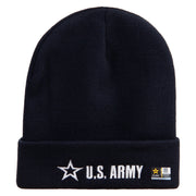 Licensed US Army Star Embroidered 12 Inch Long Knitted Beanie - Navy OSFM