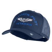 U.S. Air Force Pilot Veteran Embroidered Solid Cotton Twill Mesh Prostyle Cap - Navy OSFM