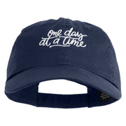 One Day At A Time Embroidered Cotton Twill Cap - Navy OSFM