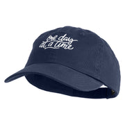One Day At A Time Embroidered Cotton Twill Cap - Navy OSFM