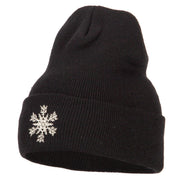 Glitter Snowflake Embroidered Knitted Long Beanie