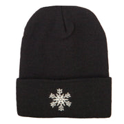 Glitter Snowflake Embroidered Knitted Long Beanie