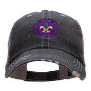 Mardi Gras Fleur De Lis Badge Embroidered Low Profile Cotton Mesh Cap