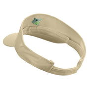 Green Fish Logo Embroidered Brushed Cotton Sun Visor - Khaki OSFM